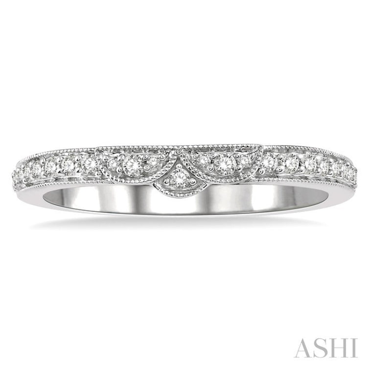 1/6 Ctw Tri Arc Center Round Cut Diamond Wedding Band in 14K White Gold
