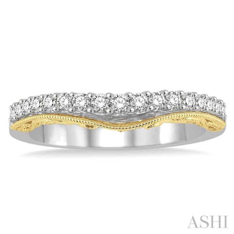 1/3 Ctw Round Cut Diamond Wedding Band in 14K White and Yellow Gold