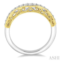 1/3 Ctw Round Cut Diamond Wedding Band in 14K White and Yellow Gold