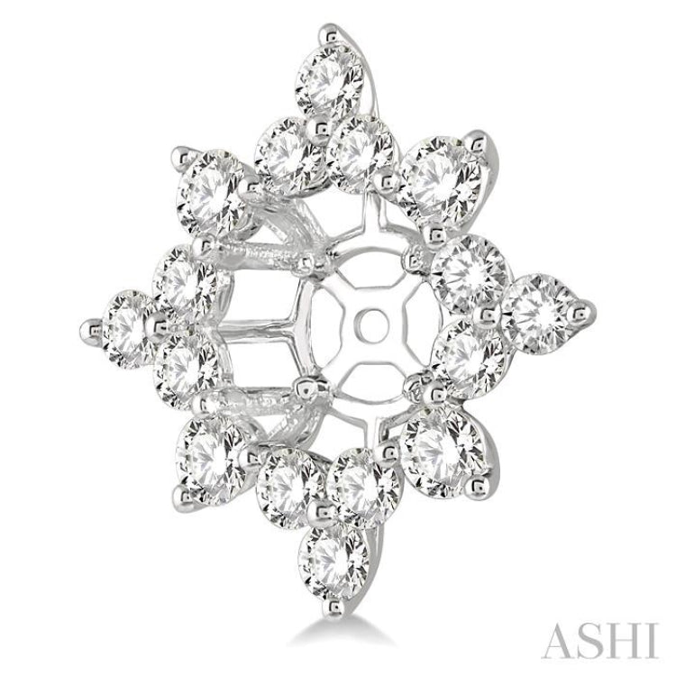 1 1/2 Ctw Lattice Round Cut Diamond Earrings Jacket in 14K White Gold