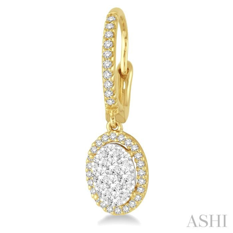 3/4 Ctw Oval Shape Diamond Lovebright Earrings in 14K Yellow and White Gold