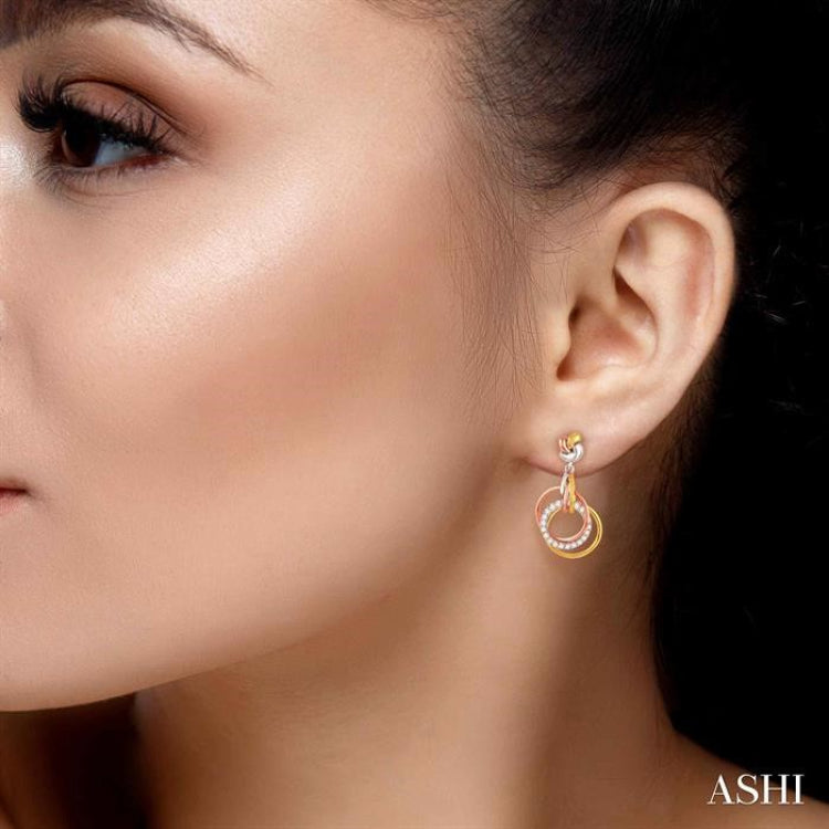 1/3 Ctw Round Cut Diamond Earrings in 14K Tri Color Gold