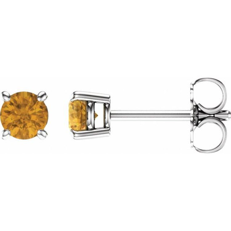 Sterling Silver 4 mm Natural Citrine Earrings