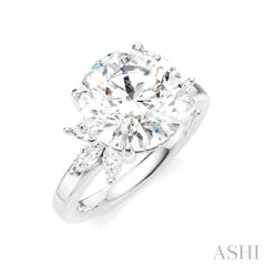 1/2 Ctw Akari Circular Shape Marquise and Round Cut Diamond Semi-Mount Engagement Ring in 14K White Gold
