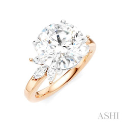 1/2 Ctw Akari Circular Shape Marquise and Round Cut Diamond Semi-Mount Engagement Ring in 14K Rose and White Gold