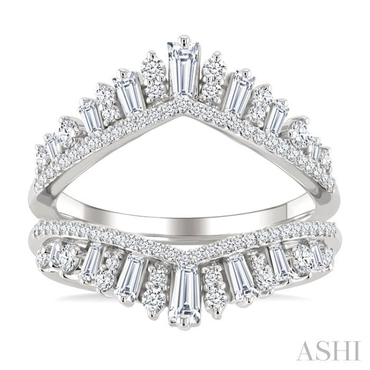 1 Ctw Tiara-Shaped Graduated Baguette and Round Cut Diamond Insert Ring in 14K White Gold