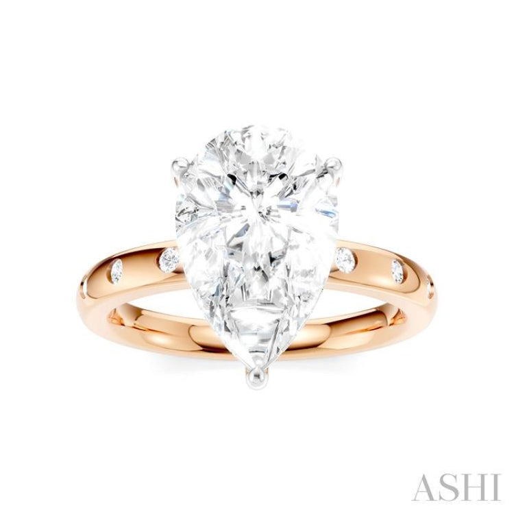 1/5 Ctw Akari Pear Shape Round Cut Diamond Semi-Mount Engagement Ring in 14K Rose and White Gold