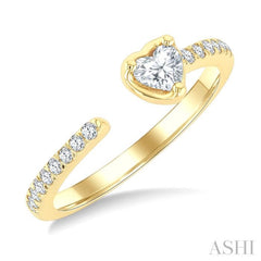 3/8 Ctw Heart-Shaped and Round Cut Diamond Open Fashion Ring in 14K Yellow Gold