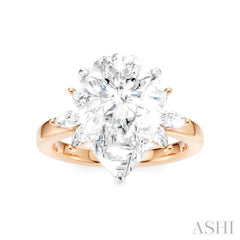 5/8 Ctw Akari Pear Shape Marquise and Round Cut Diamond Semi-Mount Engagement Ring in 14K Rose and White Gold