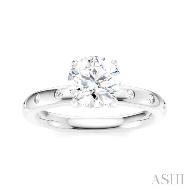 1/6 Ctw Round Shape Round Cut Diamond Semi-Mount Engagement Ring in 14K White Gold