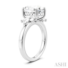 1/2 Ctw Akari Oval Shape Marquise and Round Cut Diamond Semi-Mount Engagement Ring in 14K White Gold
