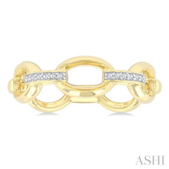1/20 Ctw Bold Open Window Oval Shaped Round Cut Diamond Fashion Ring in 10K Yellow Gold