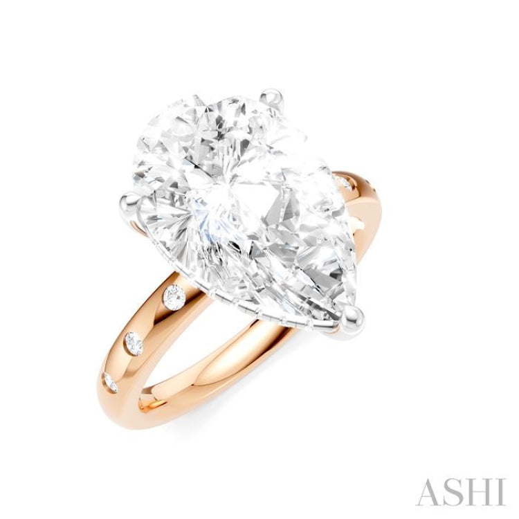 1/5 Ctw Akari Pear Shape Round Cut Diamond Semi-Mount Engagement Ring in 14K Rose and White Gold