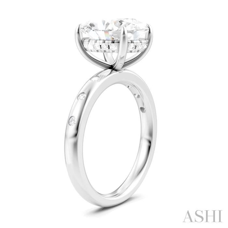 1/5 Ctw Akari Oval Shape Round Cut Diamond Semi-Mount Engagement Ring in 14K White Gold