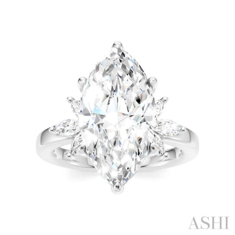5/8 Ctw Akari Marquise and Round Cut Diamond Semi-Mount Engagement Ring in 14K White Gold
