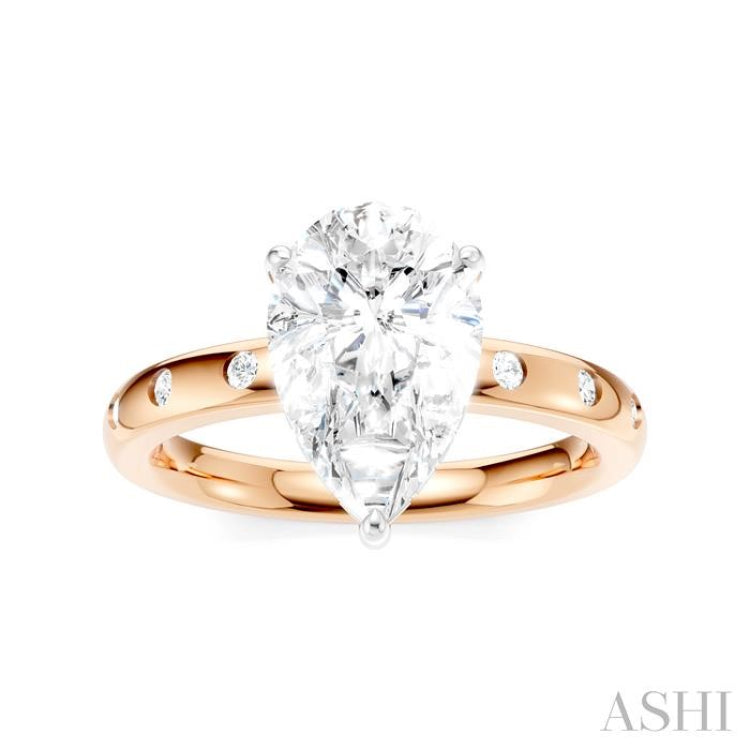 1/5 Ctw Akari Pear Shape Round Cut Diamond Semi-Mount Engagement Ring in 14K Rose and White Gold