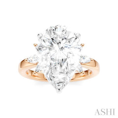 5/8 Ctw Akari Pear Shape Marquise and Round Cut Diamond Semi-Mount Engagement Ring in 14K Rose and White Gold