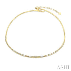 1 Ctw Round Cut Diamond Choker Necklace in 14K Yellow Gold