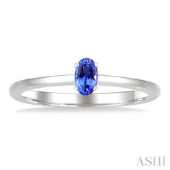 5X3 MM Oval Shape Tanzanite Semi-Precious Solitaire Ring in 14K White Gold