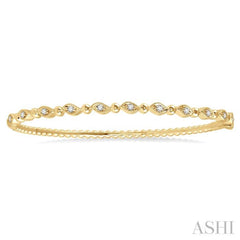 1/4 Ctw Marquise Link Round Cut Stackable Diamond Bangle in 14K Yellow Gold