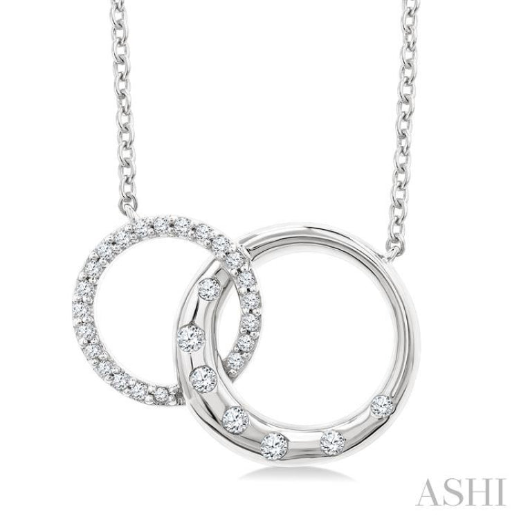 1/6 Ctw Round Cut Diamond Interlocked Circles Mosaic Fashion Pendant With Chain in 10K White Gold
