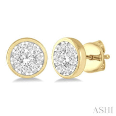 1 Ctw Lovebright Round Cut Diamond Stud Earrings in 14K Yellow and White Gold