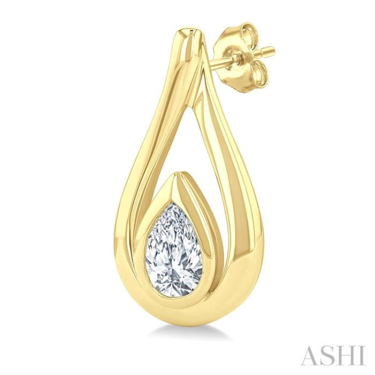 1/2 Ctw Nested Tear Drop Pear Cut Diamond Fashion Earrings in 14K Yellow Gold