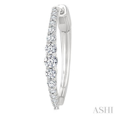 3/4 Ctw Graduated Round Cut Diamond Riviera Hoop Earrings in 14K White Gold