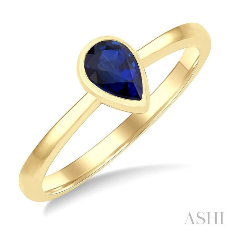 6X4 MM Pear Shape Sapphire Precious Solitaire Ring in 14K Yellow Gold
