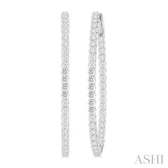 3 Ctw Inside & Outside Round Cut Diamond Hoop Earrings in 14K White Gold