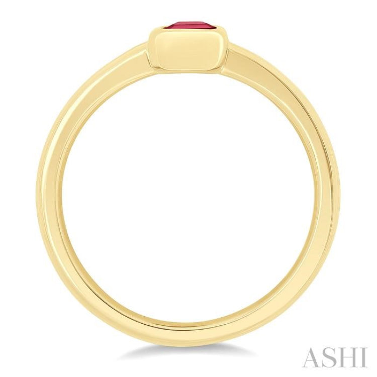 6X4 MM Octagon Shape Ruby Precious Solitaire Ring in 14K Yellow Gold