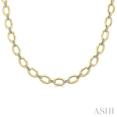 1/4 Ctw Bold Oval Link Round Cut Diamond Necklace in Yellow Gold Vermeil