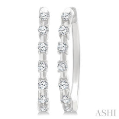 1/4 Ctw Round Cut Diamond Floating Hoop Fashion Earrings in 10K White Gold