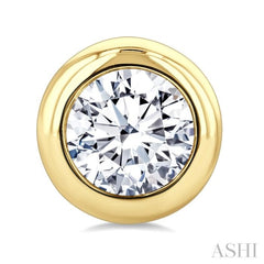 3/4 Ctw Bezel Set Round Cut Diamond Stud Earrings in 14K Yellow Gold