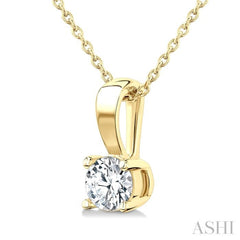 1/2 Ctw Prong Set Round Cut Diamond Solitaire Pendant With Chain in 14K Yellow Gold