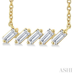 1/4 Ctw Semi-Reclined Baguette Cut Diamond Necklace in 14K Yellow Gold