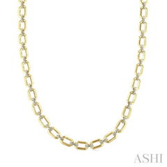 1/4 Ctw Bold Octagonal Link Round Cut Diamond Necklace in Yellow Gold Vermeil