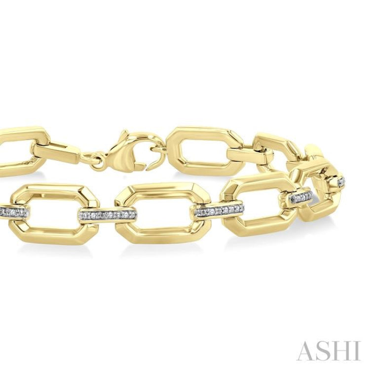 1/10 Ctw Bold Octagonal Link Round Cut Diamond Fashion Bracelet in Yellow Gold Vermeil