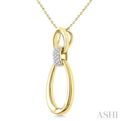 1/10 Ctw Twin Oval Link Round Cut Diamond Pendant With Chain in Yellow Gold Vermeil