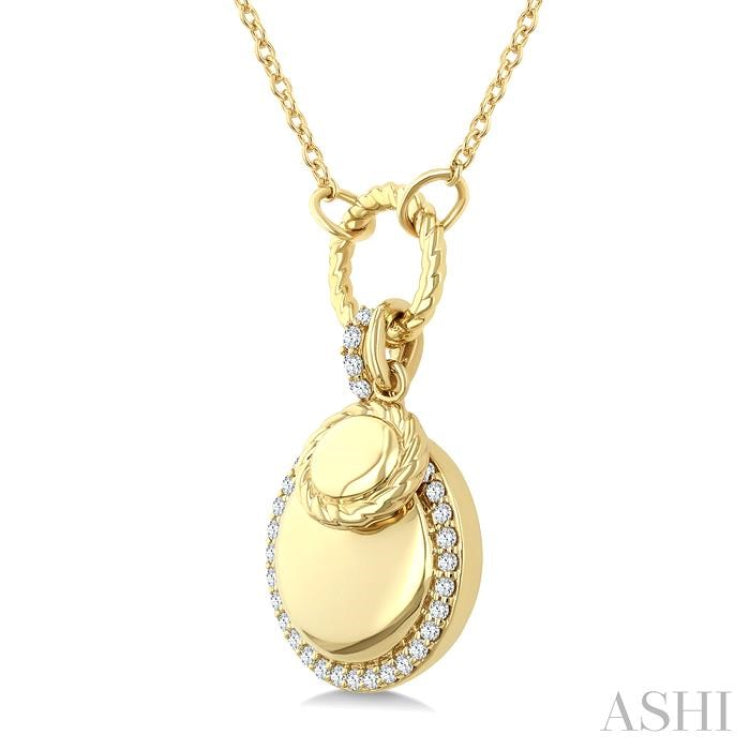 1/6 Ctw Circle Charm Round Cut Diamond Pendant With Chain in 10K Yellow Gold