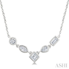 1/4 Ctw Mixed Cut Diamond Fashion Necklace in 14K White Gold