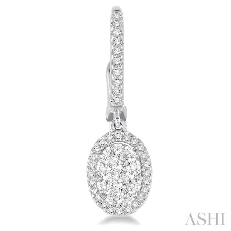 3/4 Ctw Oval Shape Diamond Lovebright Earrings in 14K White Gold