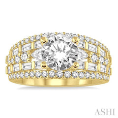 1 1/3 Ctw Diamond Semi-Mount Engagement Ring in 14K Yellow Gold