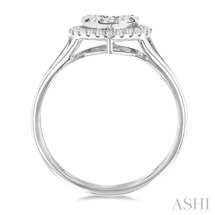 1/2 Ctw Heart Shape Lovebright Round Cut Diamond Engagement Ring in 14K White Gold