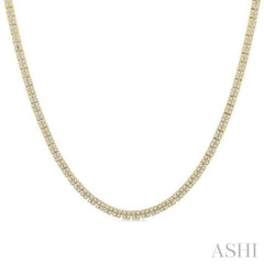 1 Ctw Double Row Round Cut Diamond Necklace in 14K Yellow Gold