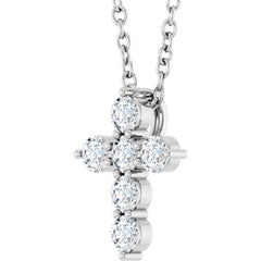 14K White Gold 1/4 CTW Natural Diamond Cross 16-18" Necklace