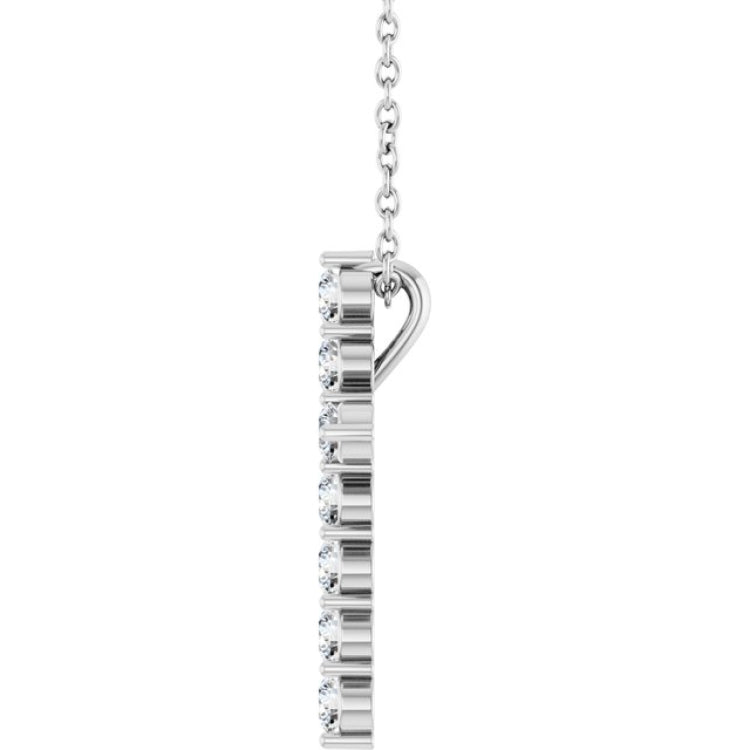 Sterling Silver 3/8 CTW Natural Diamond Cross 16-18" Necklace