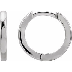 14K White Gold Hinged 15 mm Hoop Earrings