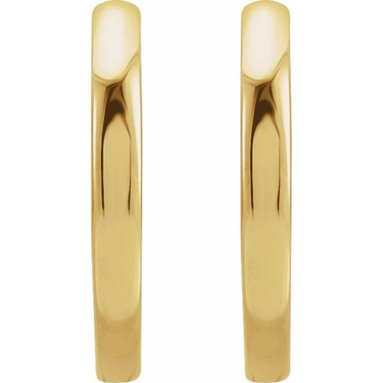14K Yellow Gold Hinged 15 mm Hoop Earrings