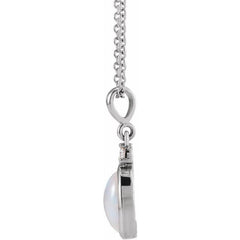 Sterling Silver 6x4 mm Natural Ethiopian Opal & .015 CT Natural Diamond 16-18" Necklace